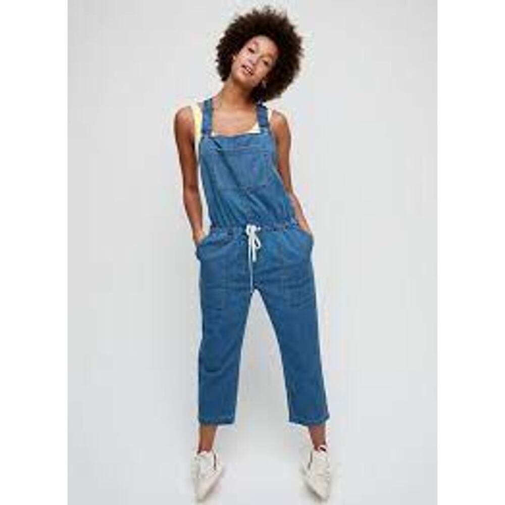 Aritzia Wilfred Free Valletta Overalls Cropped Jumpsuit Indigo Blue Small
